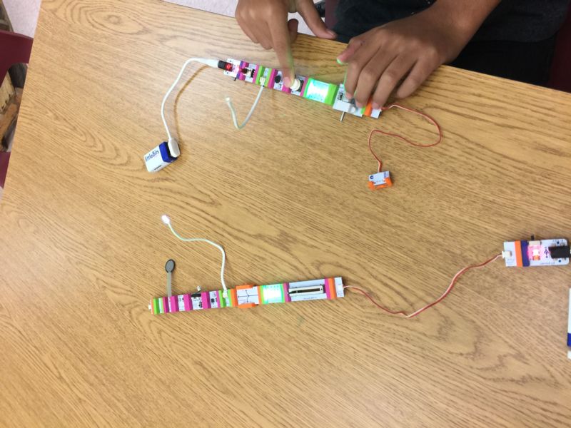 Students using Little Bits