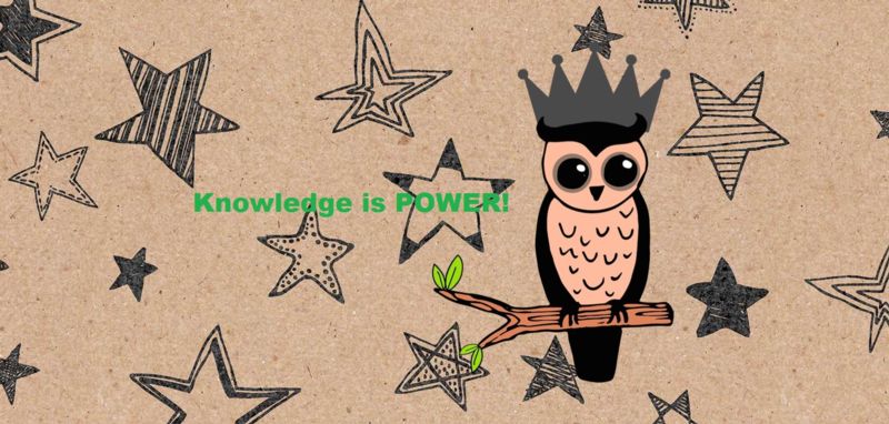 Picture of Owl with a crown!that says "Knowledge is POWER!"